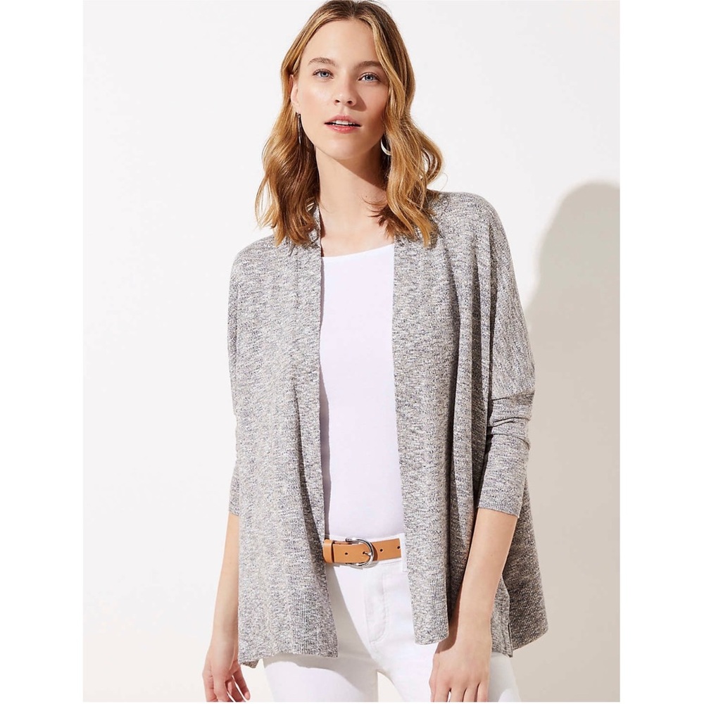 Loft Shimmer Open Poncho Sweater